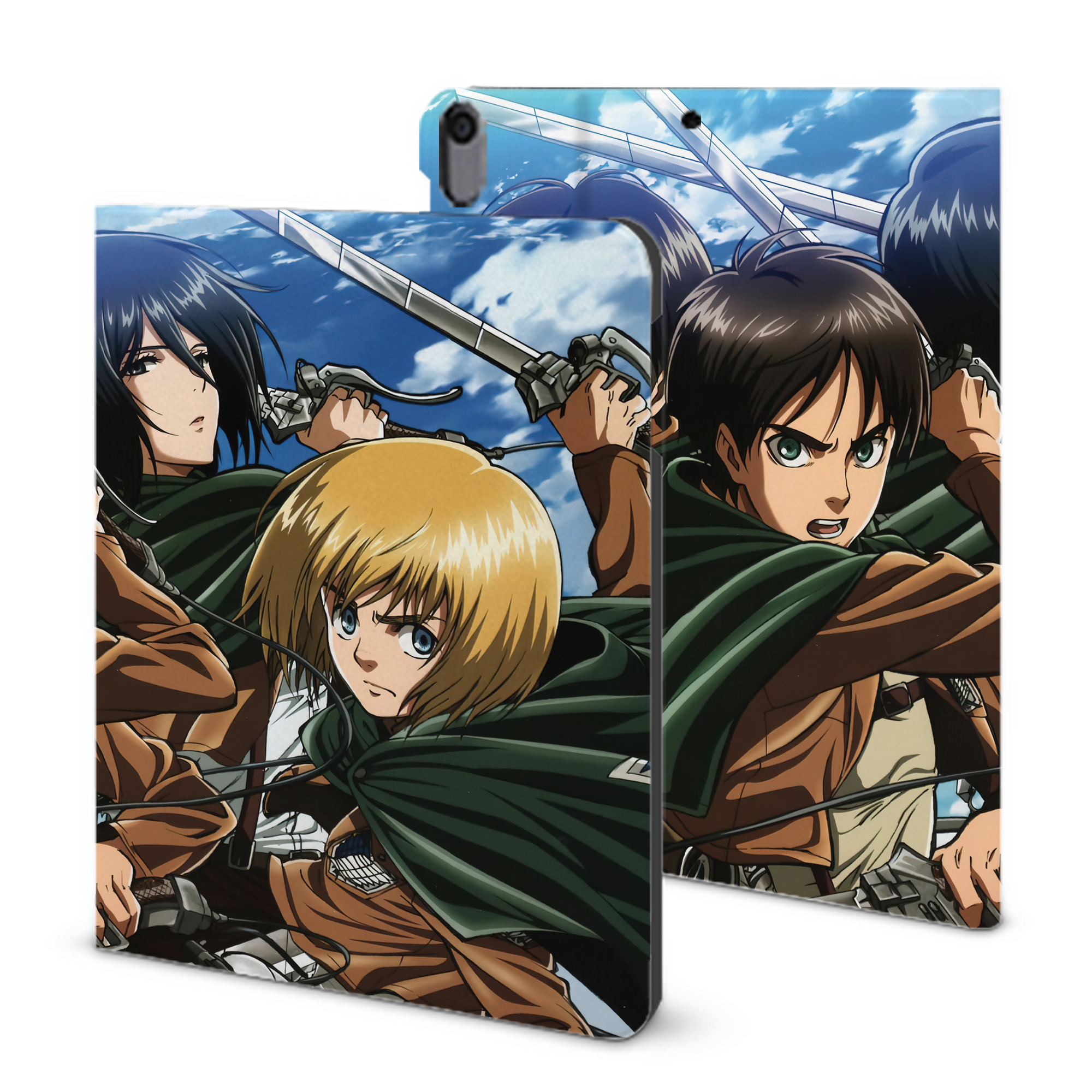 （画像用） 進撃の巨人 Attack on Titan IPad ケース ブック型 PUレザー TPU 耐衝撃 軽量 薄型 ペン収納なし 全面保護 IPad 各モデル対応